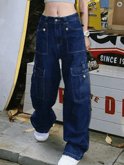 Dark Wash Vintage Cargo Jeans - HouseofHalley