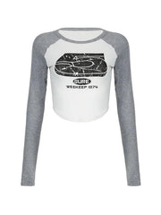 Vintage Print Raglan Long Sleeve Tee