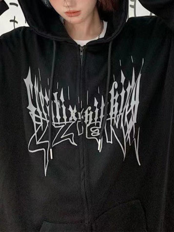 Demon Horn Fleece Lined Zip Up Hoodie - HouseofHalley