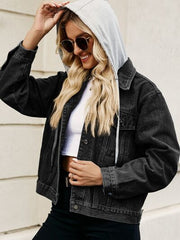 Jeansjacke mit Kapuze und Knopfleiste