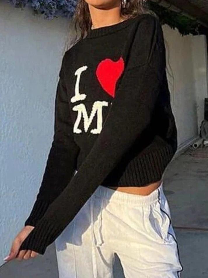 Love Me Black Pullover Sweater