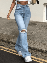 Distressed High Waist Ripped Jeans - HouseofHalley