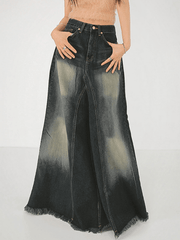 Distressed Patchwork Denim Maxi Skirt - HouseofHalley