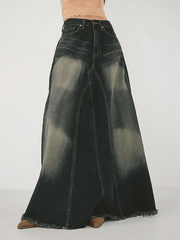 Distressed Patchwork Denim Maxi Skirt - HouseofHalley