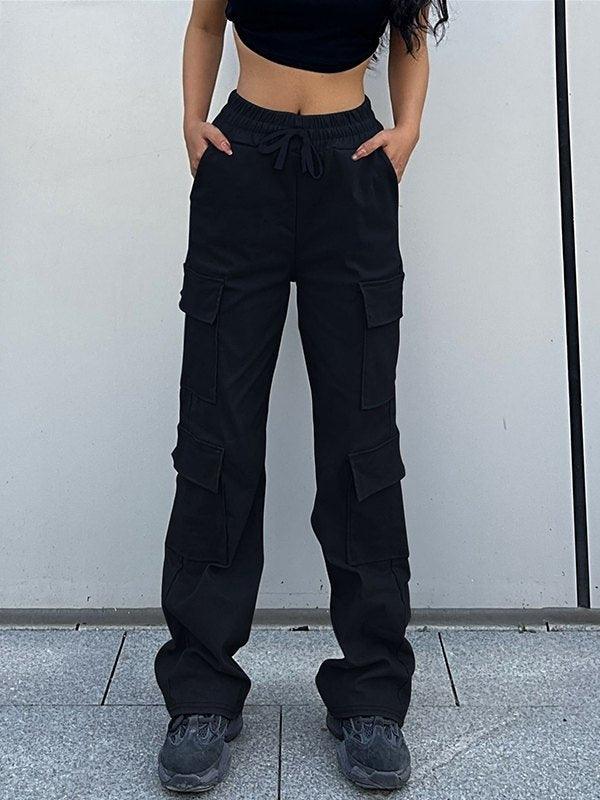 Drawstring Pocket Straight Cargo Pants - HouseofHalley