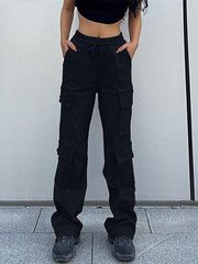 Drawstring Pocket Straight Cargo Pants - HouseofHalley