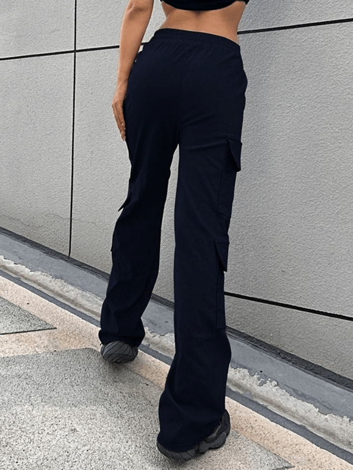 Drawstring Pocket Straight Cargo Pants - HouseofHalley