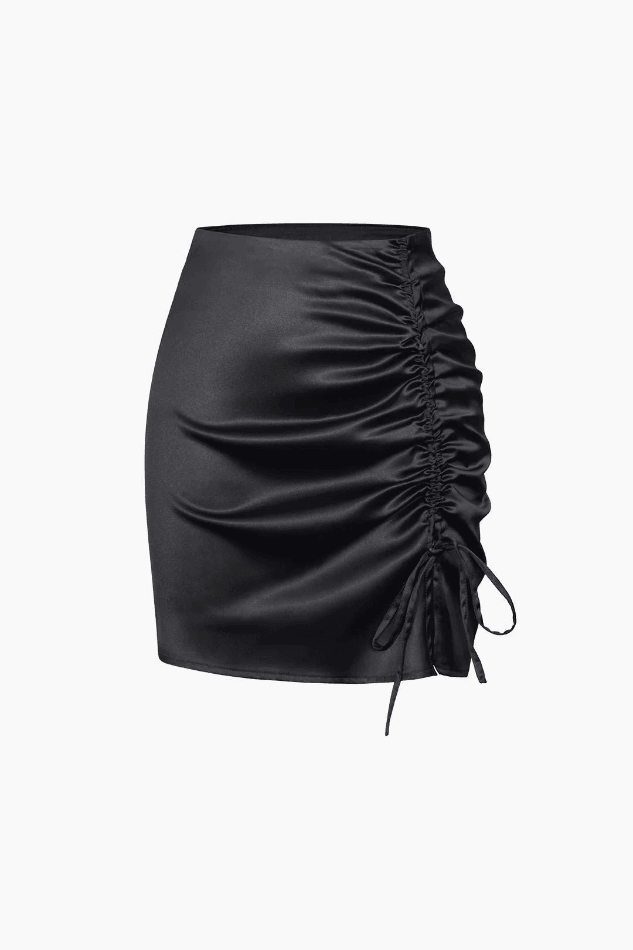 Drawstring Ruched Mini Skirt - HouseofHalley