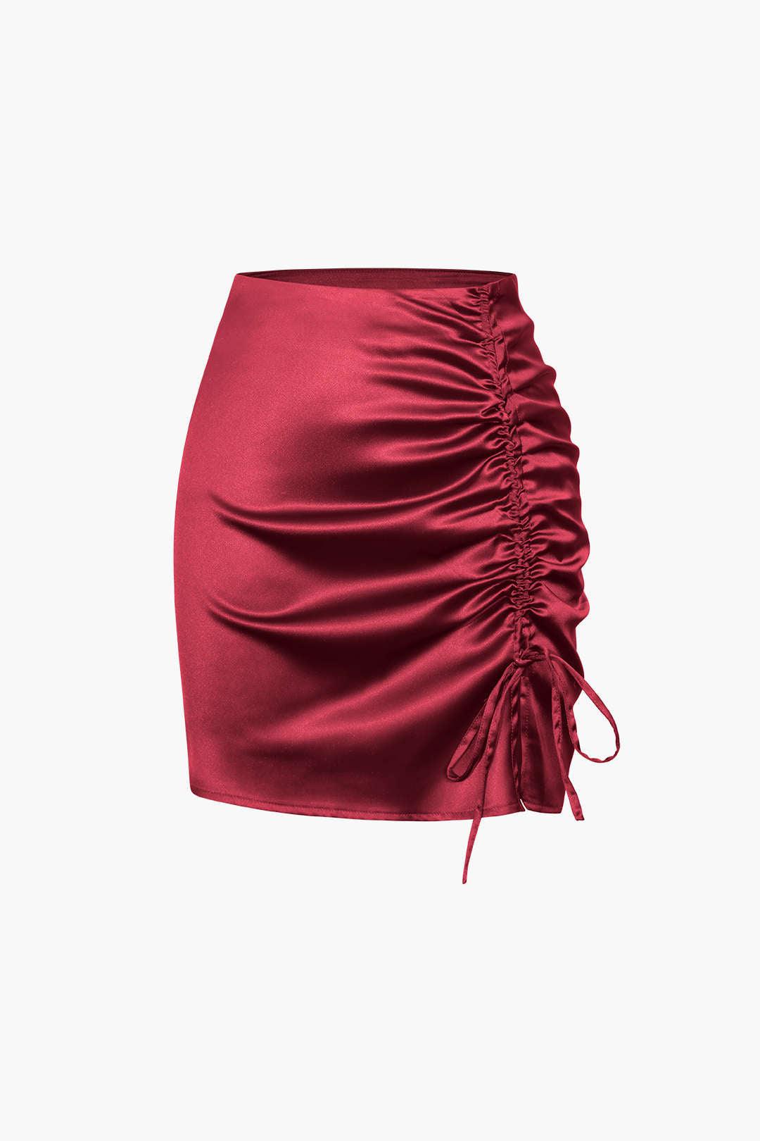 Drawstring Ruched Mini Skirt