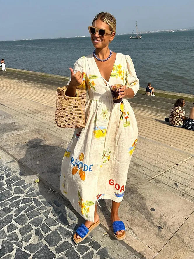 Krista - Linen print dress