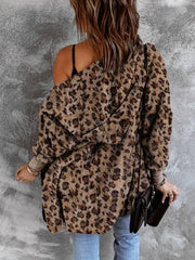 Leopardenmuster, offene Kapuzenjacke