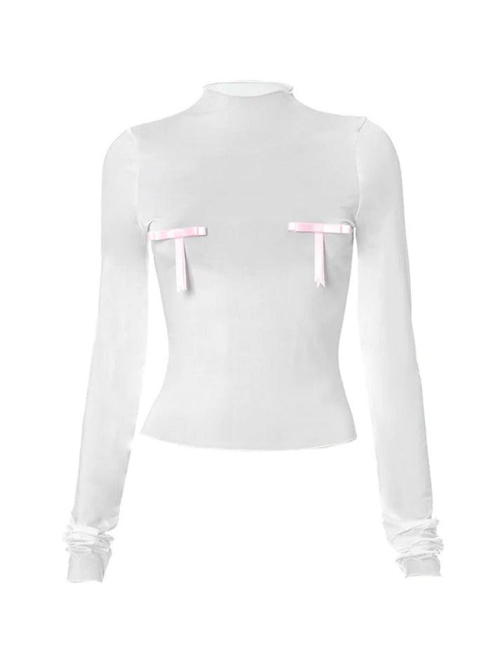 Solid Bow Decor Long Sleeve Tee - HouseofHalley