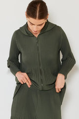 Marina West Swim Plissee-Jacke, Unisex, mit 2-Wege-Reißverschluss