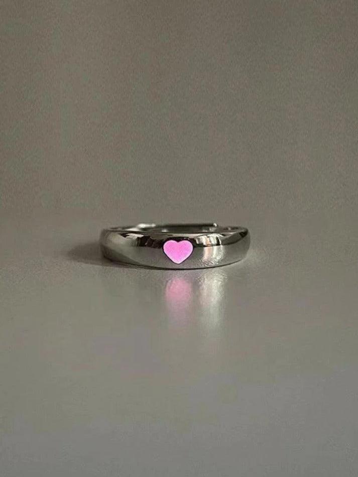 Luminous Heart Pattern Cuff Ring