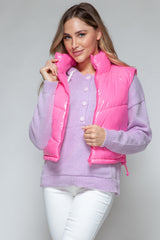 Chaleco acolchado brillante de cuello alto con cremallera Snobbish