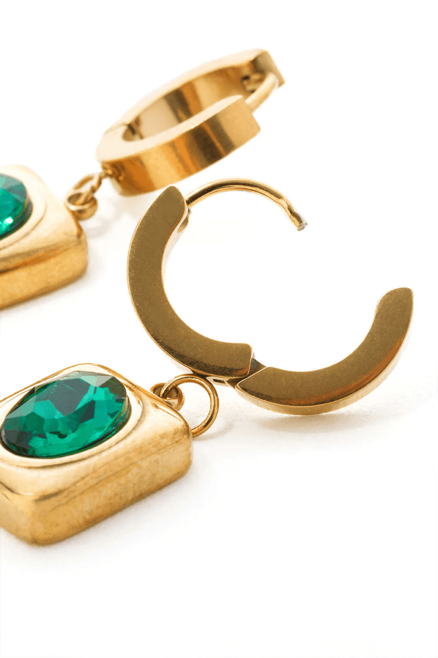 Emerald Square Drop Earrings