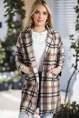 Karierte Longline-Jacke mit Taschen