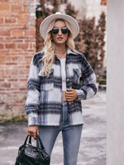 Karierte Jacke mit überschnittenen Schultern und Kragen