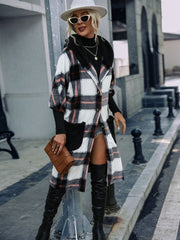 Karierte Button-Down-Kapuzenjacke