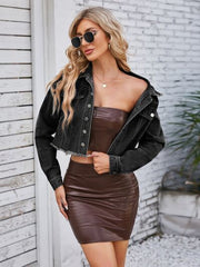 Jeansjacke mit ungesäumtem Saum und Taschen