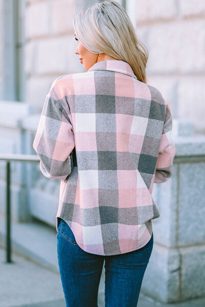 Karierte Jacke mit Knöpfen und überschnittenen Schultern