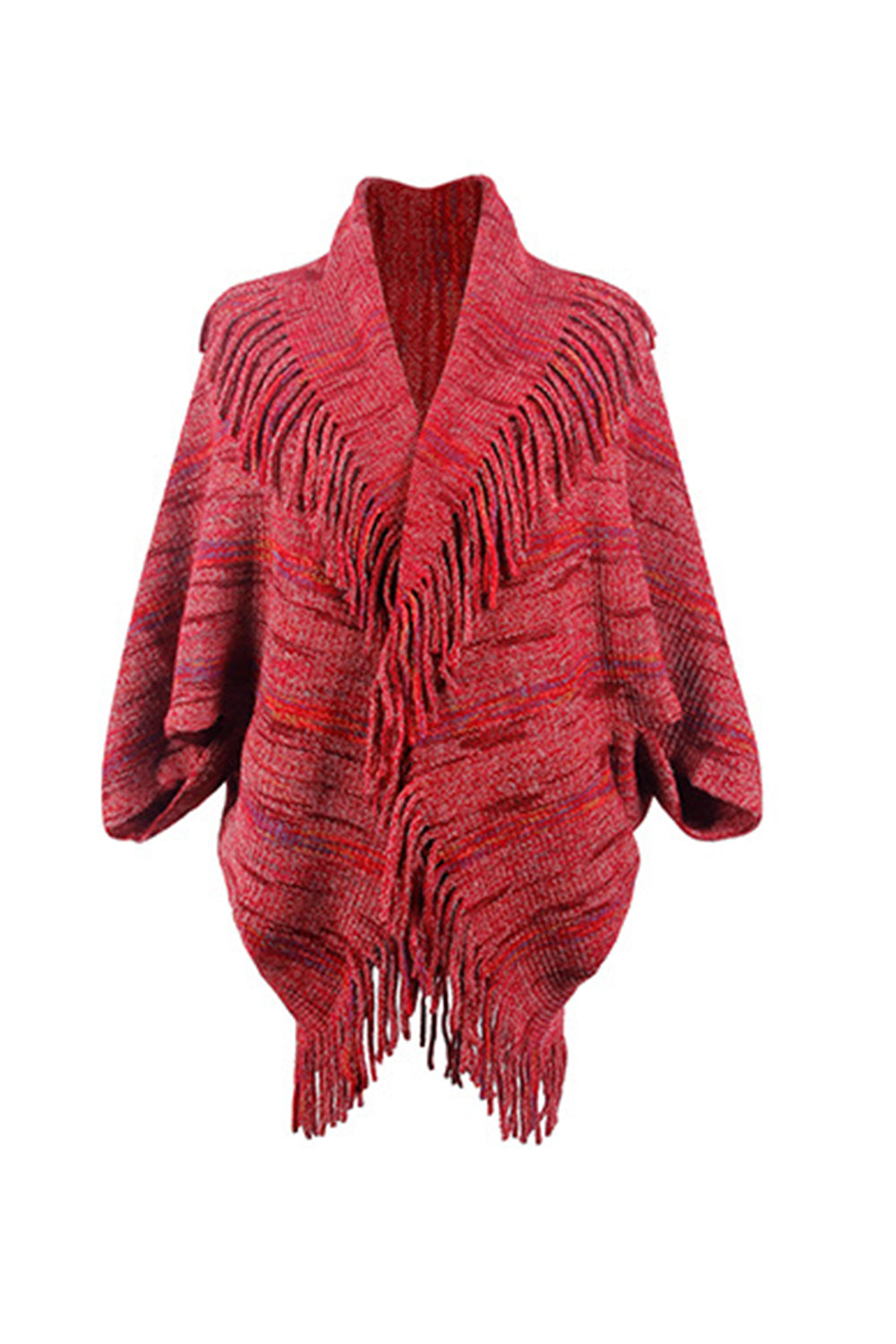 Poncho estampado con detalle de flecos