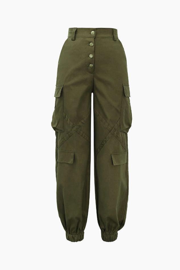 Flap Pocket Cuffed Cargo Pants - HouseofHalley