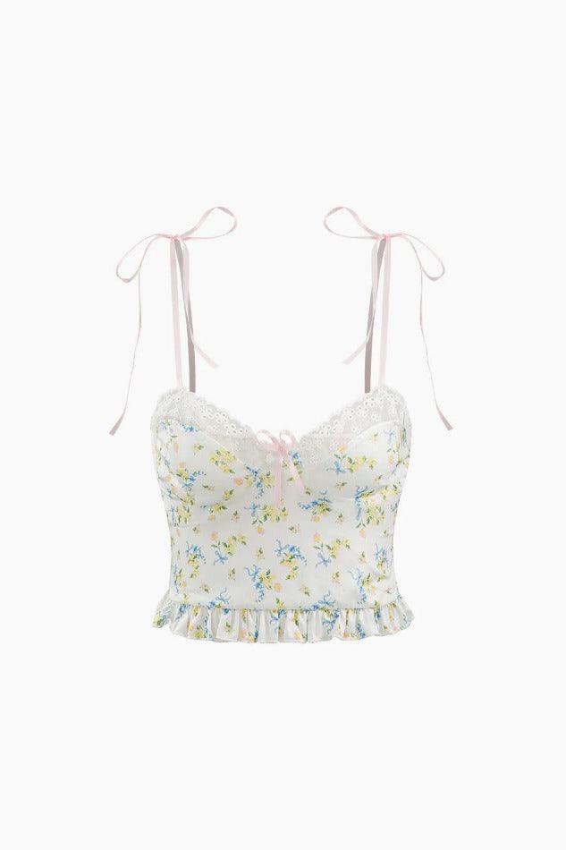 Floral Print Tie Strap Cami Top - HouseofHalley