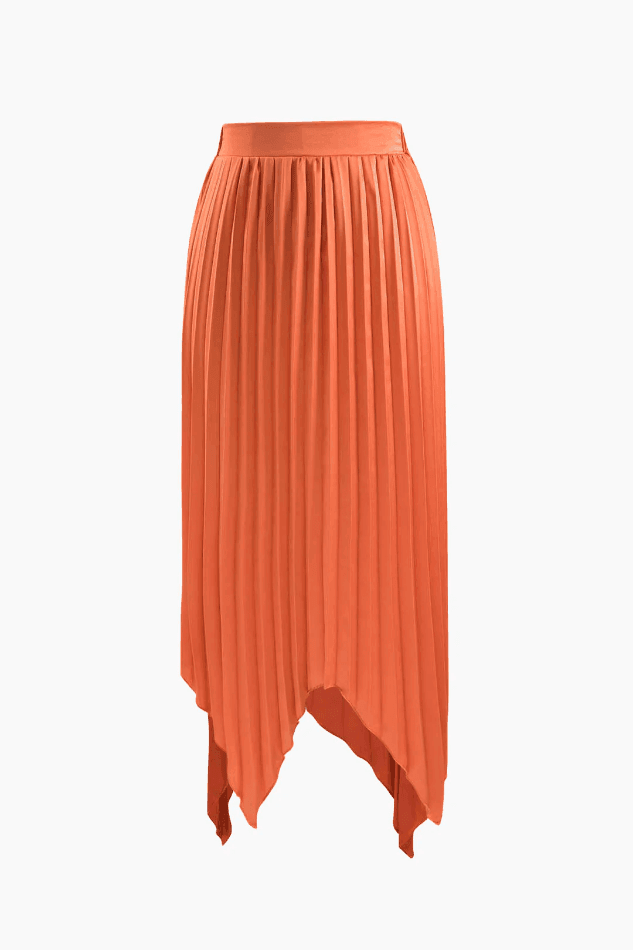 Knot Front Tube Top And Asymmetric Pleated Skirt Set - HouseofHalley