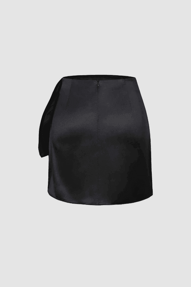 Knot Side Satin Wrap Mini Skirt - HouseofHalley