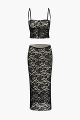 Lace Cami Top And Bodycon Midi Skirt Set - HouseofHalley