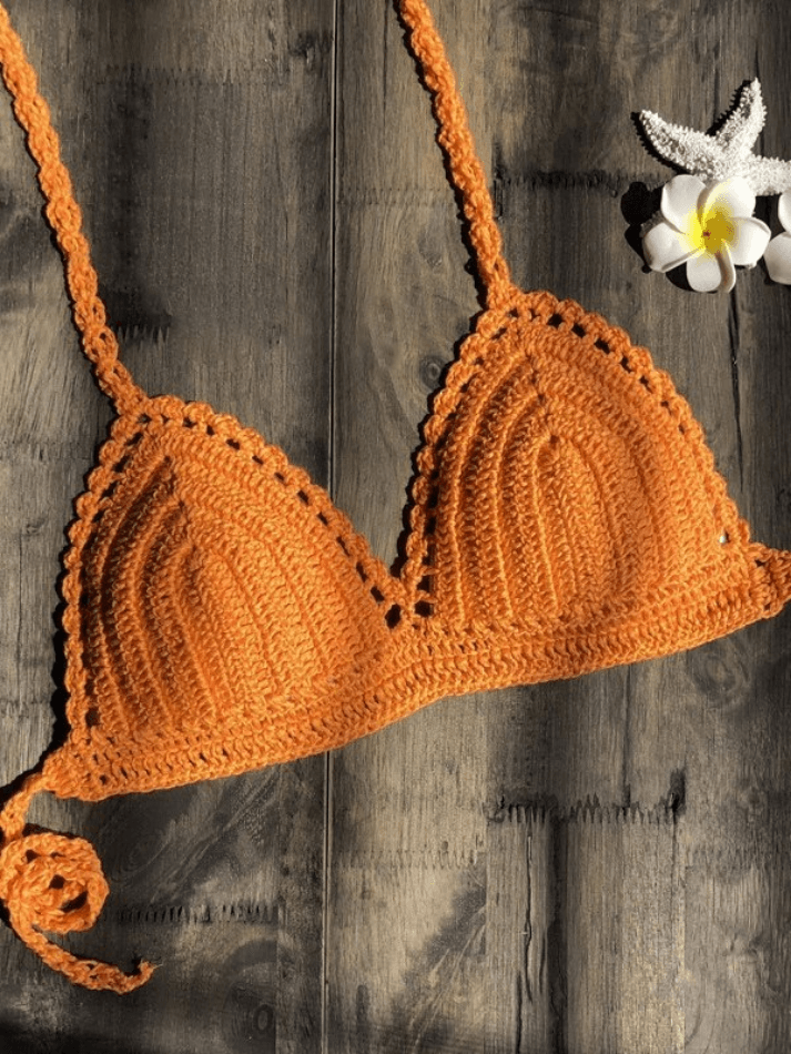 Lace Up Crochet Knitted Bikini Top - HouseofHalley