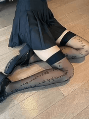 Letter Jacquard Mesh Knee High Socks - HouseofHalley