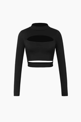 Long Sleeve Cut Out Cropped Top - HouseofHalley