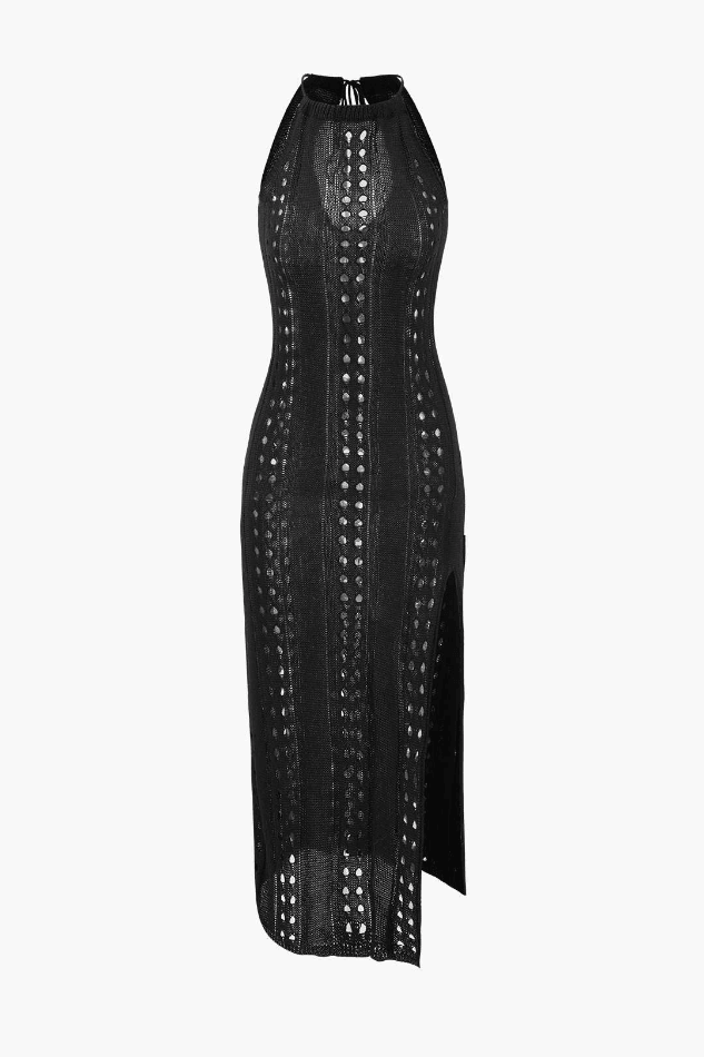 Openwork Knit Sleeveless Cover Up Dress - HouseofHalley