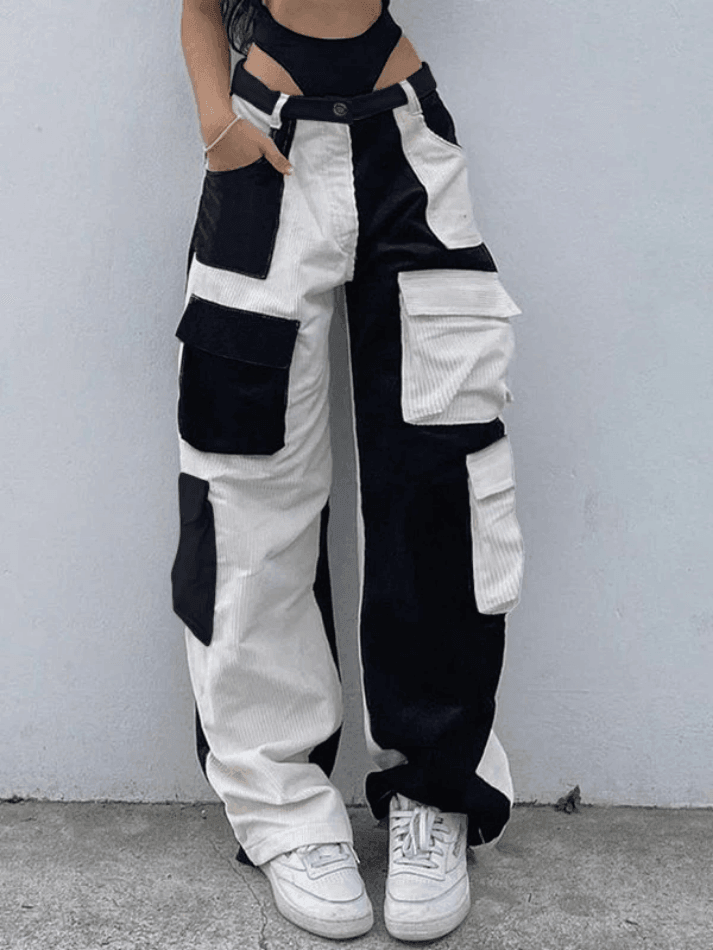 Patchwork Corduroy Cargo Pants - HouseofHalley