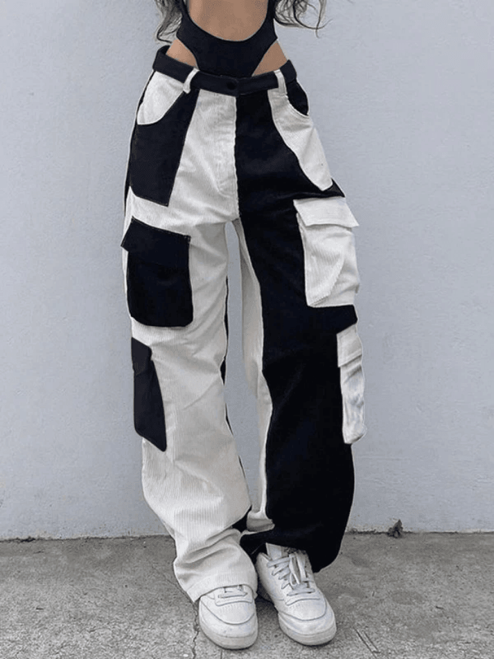 Patchwork Corduroy Cargo Pants - HouseofHalley