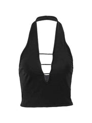 Plunge Neck Cutout Halter Vest