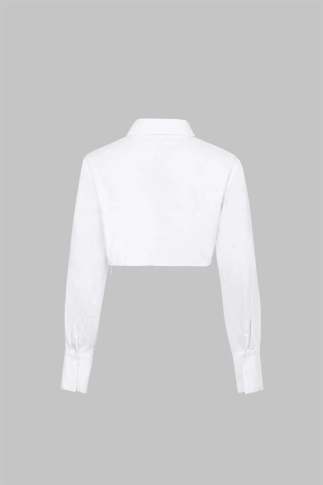 Pocket-Detail Raw Hem Crop Shirt - HouseofHalley