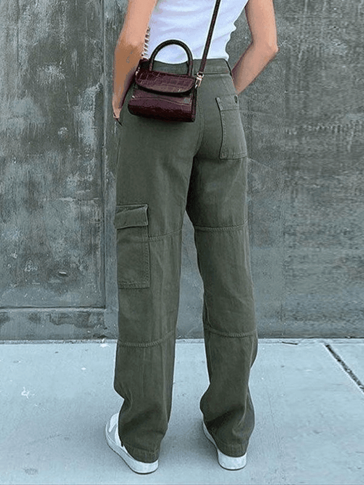 Pocket Patched Straight Cargo Jeans - HouseofHalley