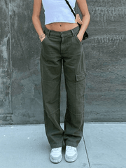 Pocket Patched Straight Cargo Jeans - HouseofHalley