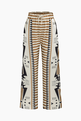 Printed Tie Waist Pants - HouseofHalley