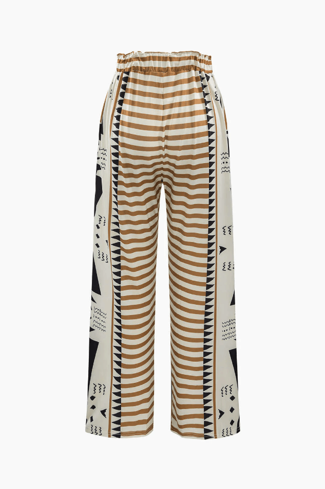 Printed Tie Waist Pants - HouseofHalley