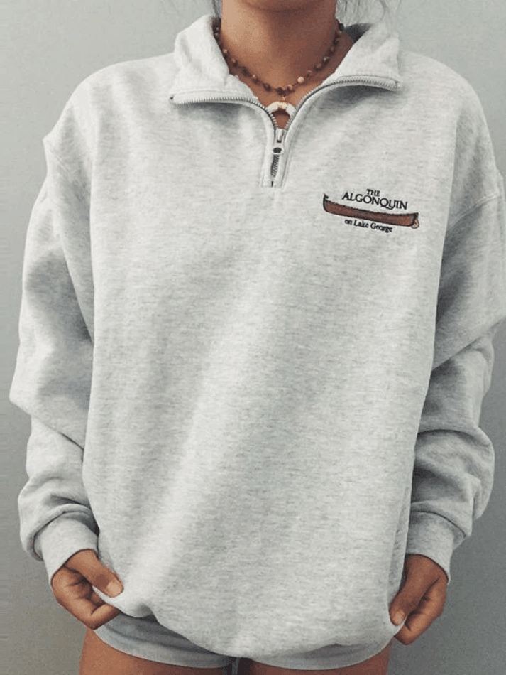 Quarter Zip Printed Sweatshirt - HouseofHalley