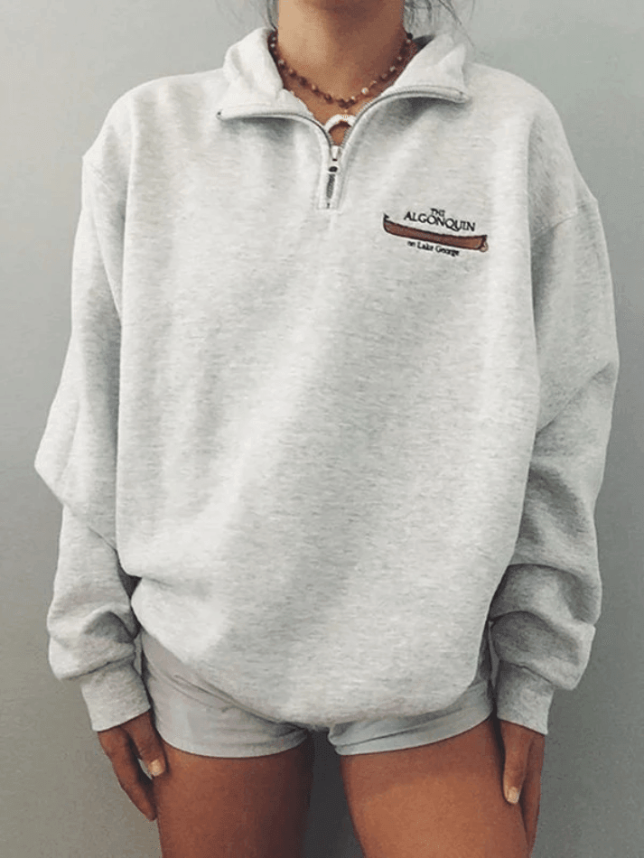 Quarter Zip Printed Sweatshirt - HouseofHalley