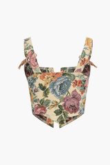 Retro Floral Tie On Front Corset Top - HouseofHalley