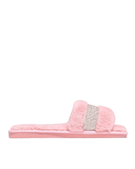 Rhinestone Fluff Flat Slippers - HouseofHalley