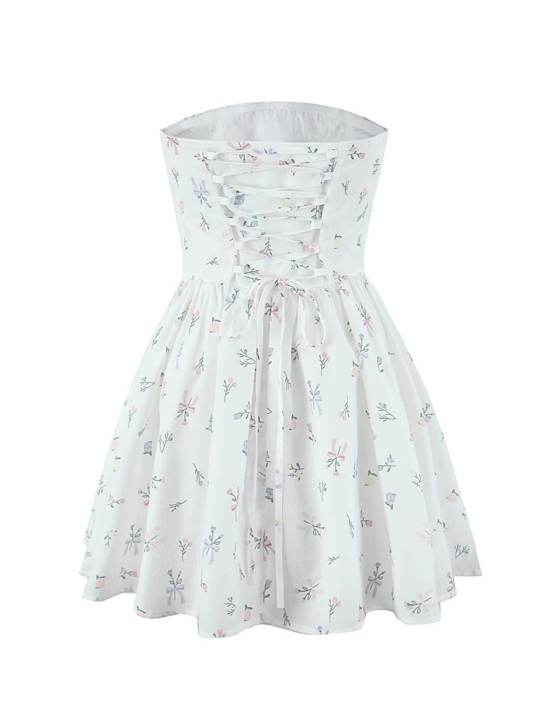 Pearl Strapless Floral Corset Mini Dress