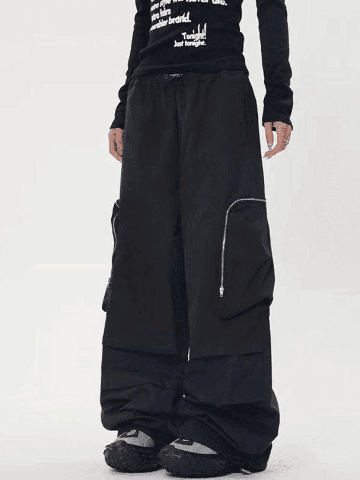 Ruched Zip Pocket Cargo Pants - HouseofHalley