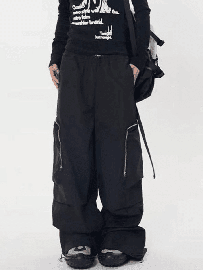 Ruched Zip Pocket Cargo Pants - HouseofHalley